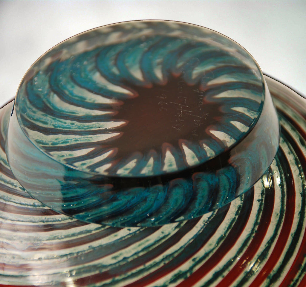"Aqua graal" glass bowl by Edward Hald for Orrefors N2575 - Freeforms