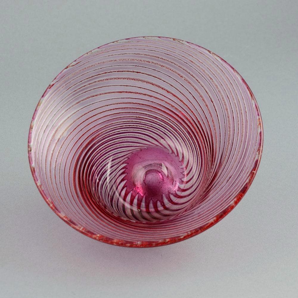 "Aqua Graal" glass footed bowl by Edward Hald for Orrefors N3406 - Freeforms