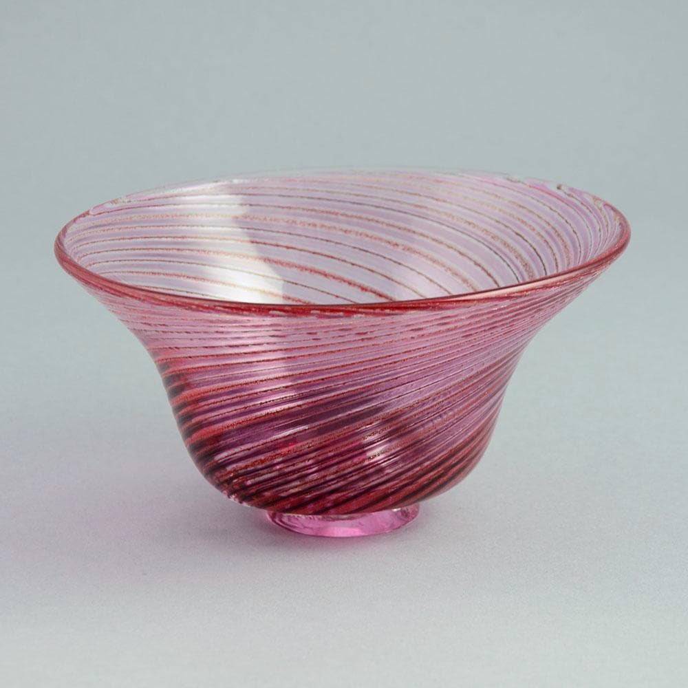 "Aqua Graal" glass footed bowl by Edward Hald for Orrefors N3406 - Freeforms