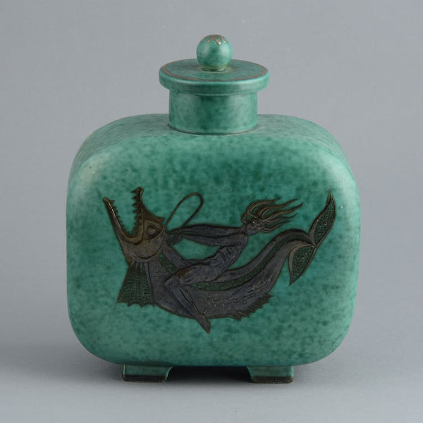 北欧ヴィンテージ Gustavsberg 花瓶 Willhelm Kåge Wilhelm Kåge for Gustavsberg, Argenta vase with fish decoration