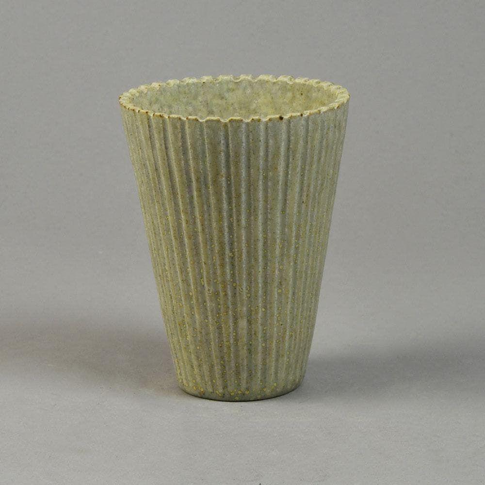 Arne Bang, Denmark, fluted vase with off white glaze