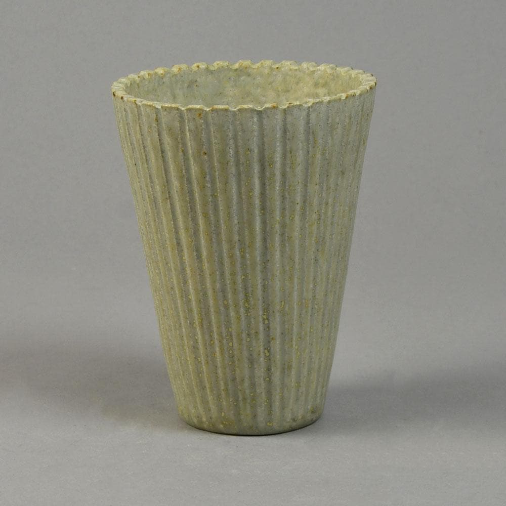 Arne Bang, Denmark, fluted vase with off white glaze