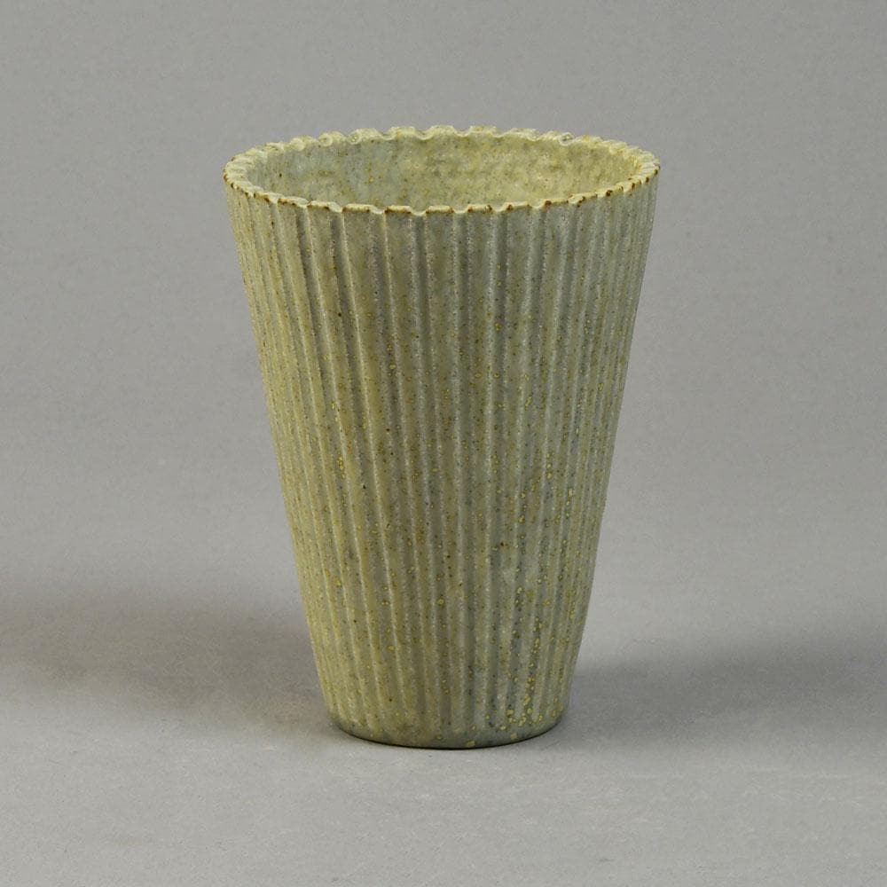 Arne Bang, Denmark, fluted vase with off white glaze