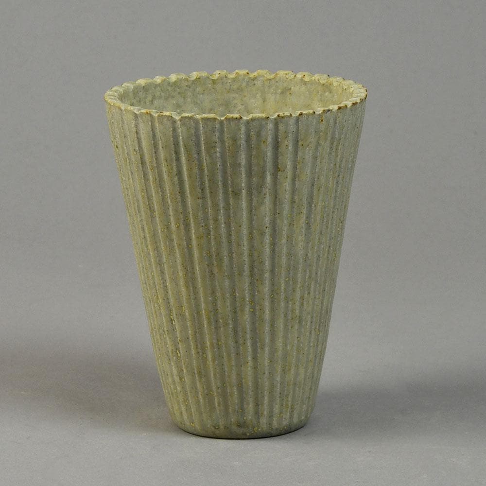Arne Bang, Denmark, fluted vase with off white glaze