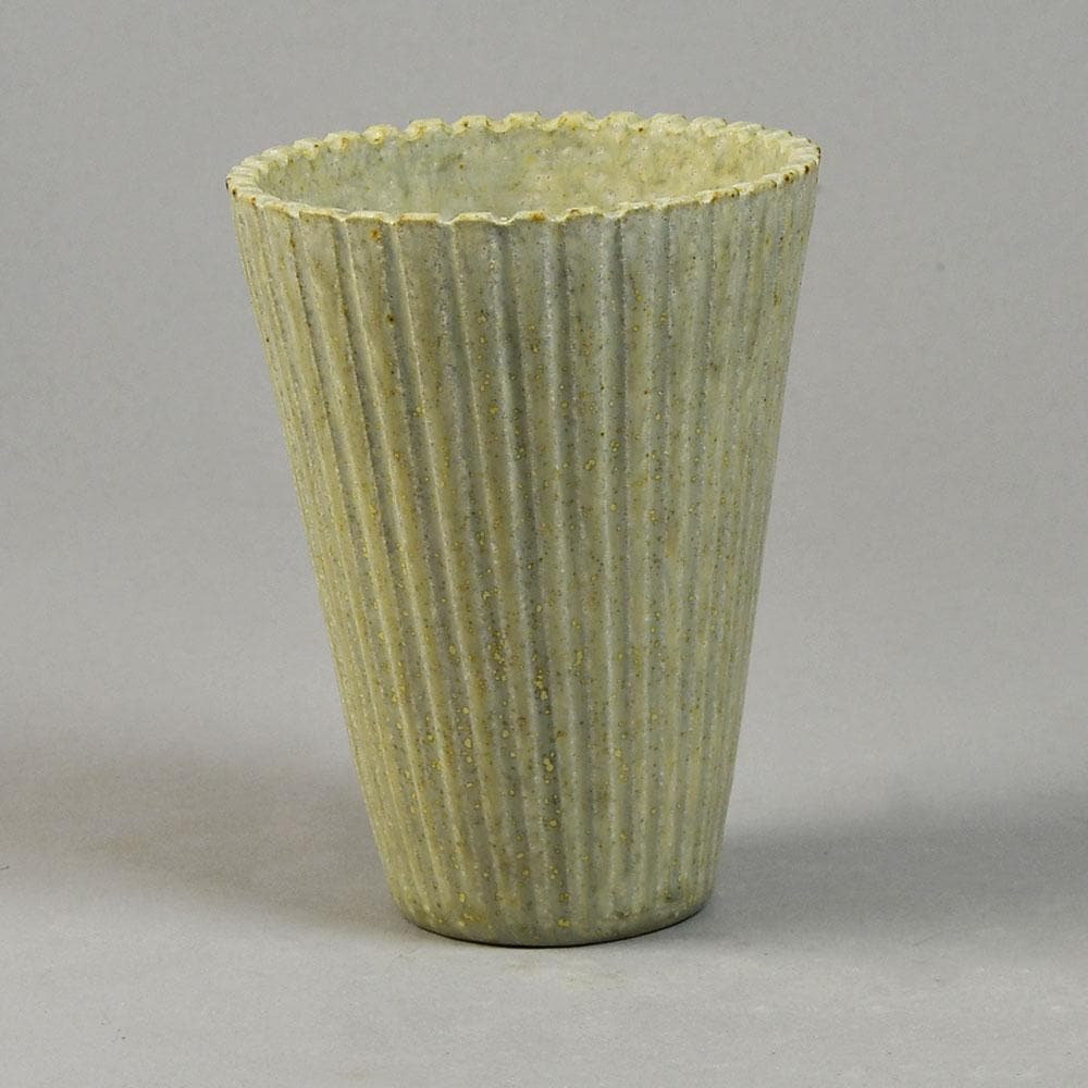 Arne Bang, Denmark, fluted vase with off white glaze