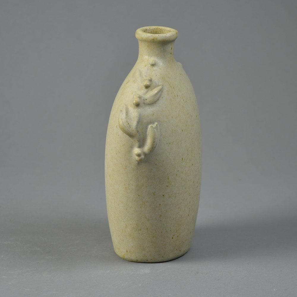 Arne Bang, Denmark, stoneware bottle vase with applied decoration, white glaze G9061 - Freeforms