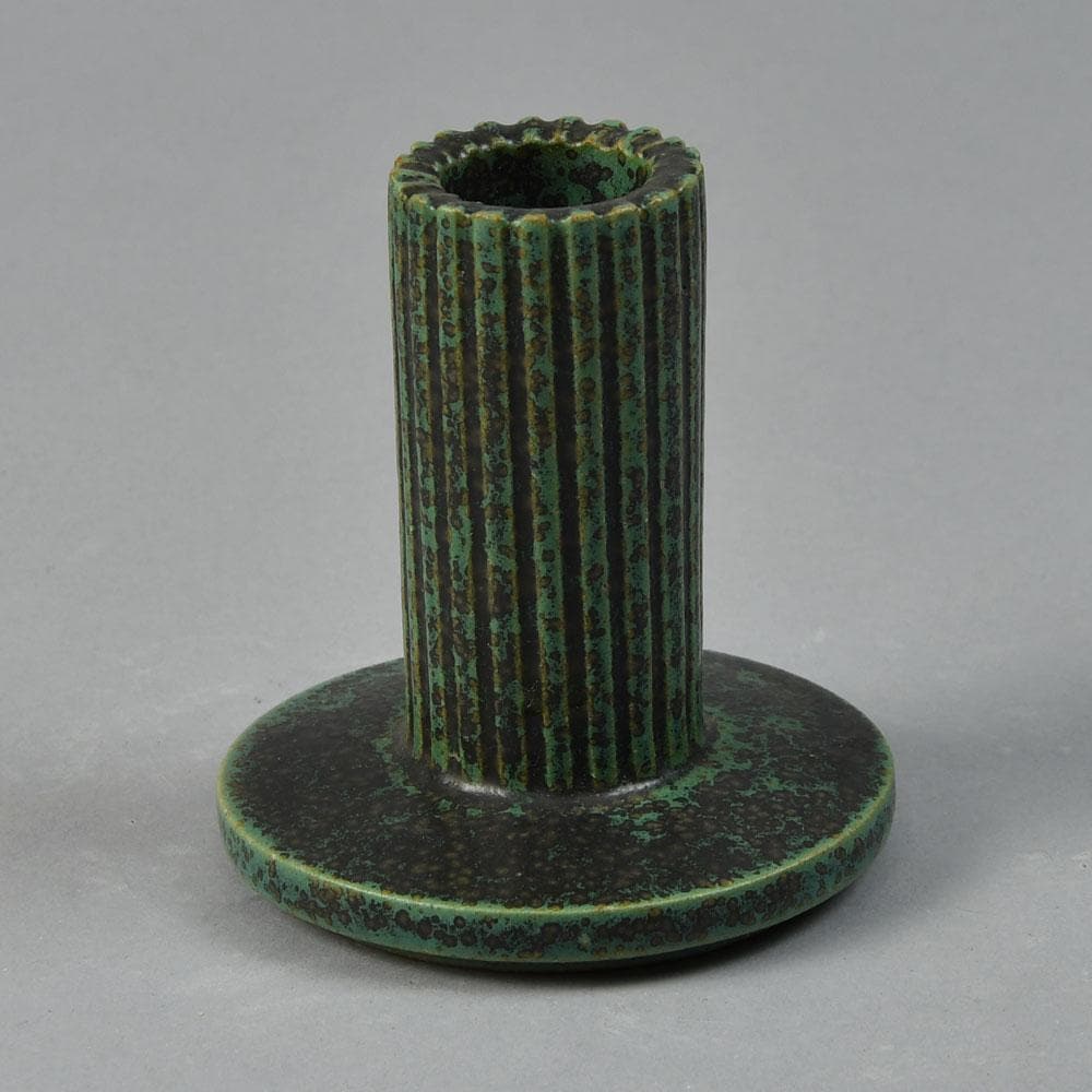 Arne Bang, Denmark, stoneware candlestick with green glaze A1694 - Freeforms