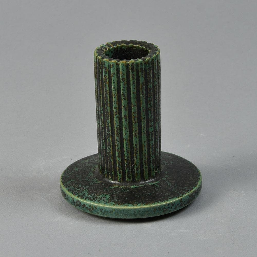 Arne Bang, Denmark, stoneware candlestick with green glaze A1694 - Freeforms