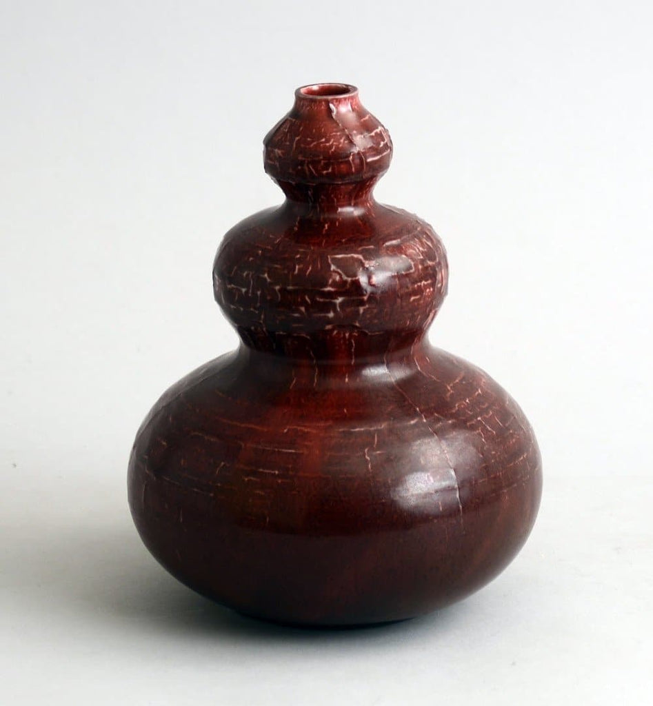 Axel Salto Triple gourd vase with oxblood glaze for Royal Copenhagen N8932 - Freeforms