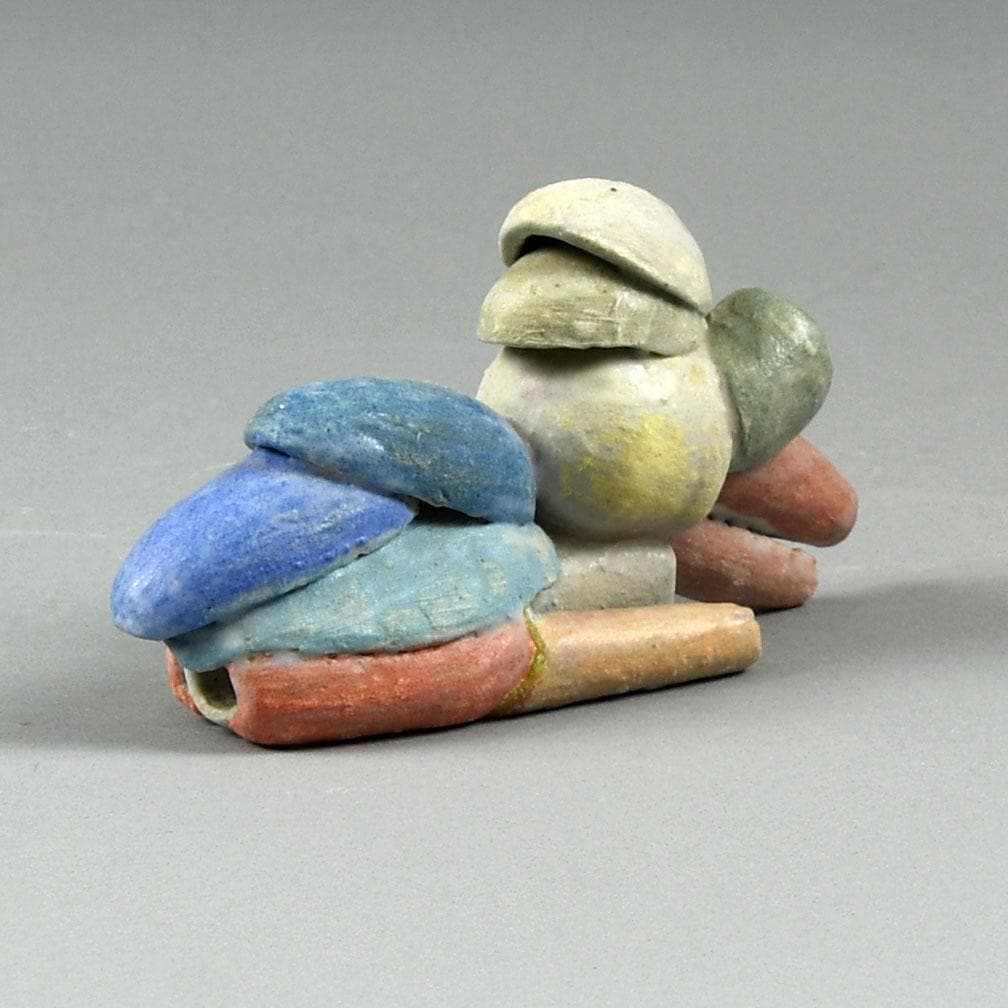 Beate Kuhn, Germany, unique monster figure with mulitcolored glaze E7416 - Freeforms