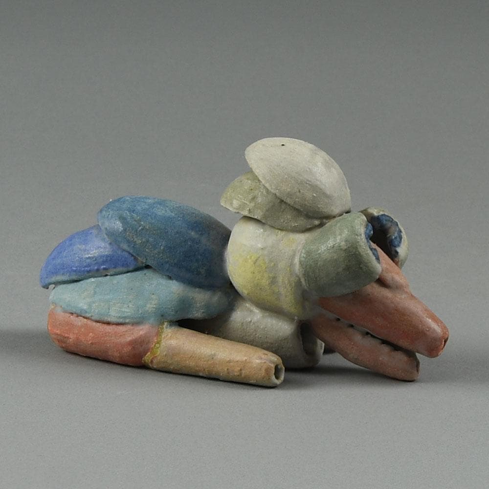 Beate Kuhn, Germany, unique monster figure with mulitcolored glaze E7416 - Freeforms