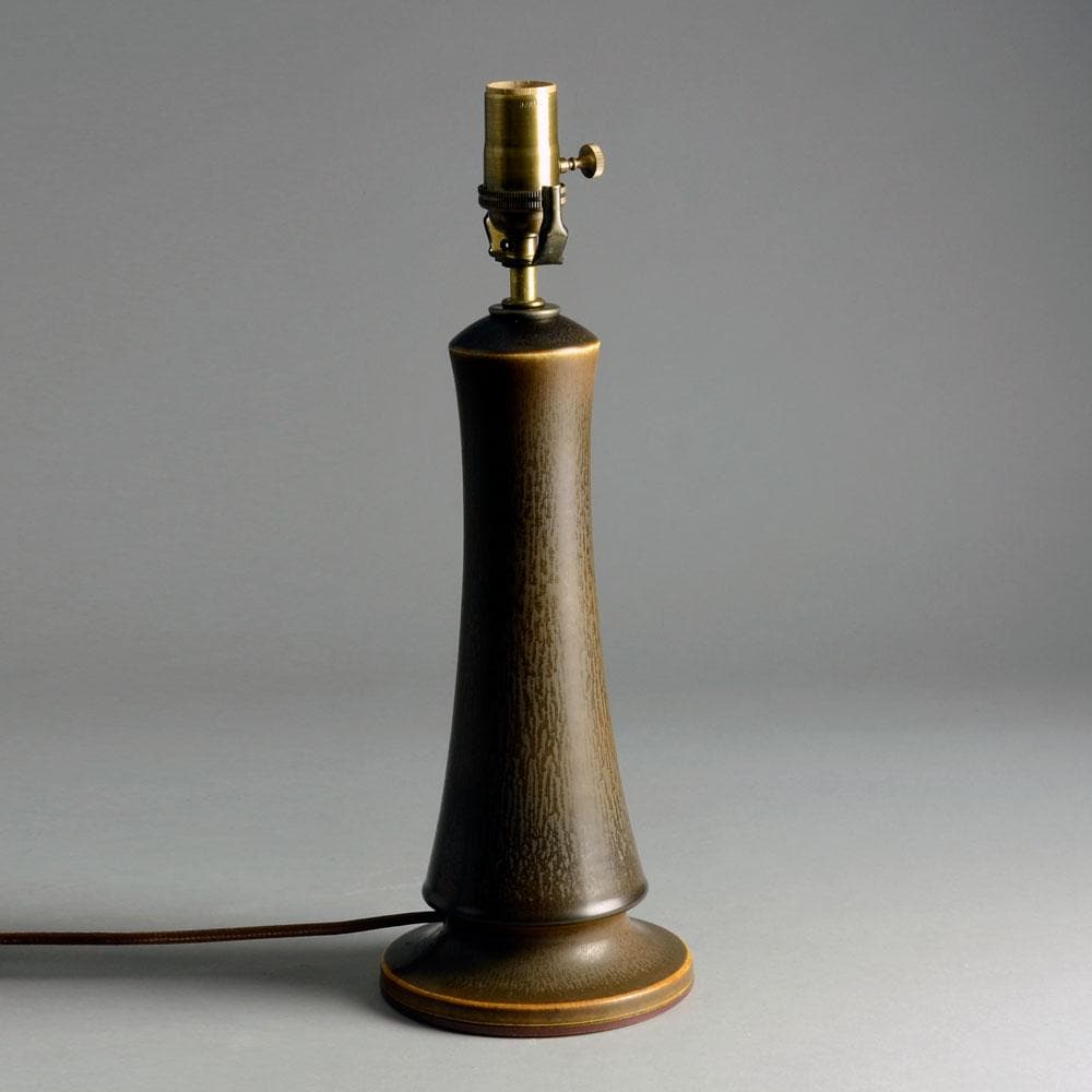 Berndt Friberg for Gustasberg lamp with brown haresfur glaze D6202 - Freeforms