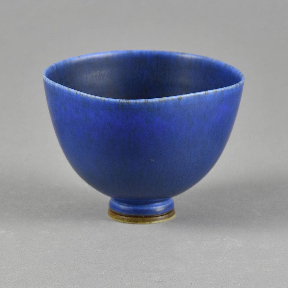 Berndt Friberg for Gustavsberg bowl with blue haresfur glaze F8324 - Freeforms