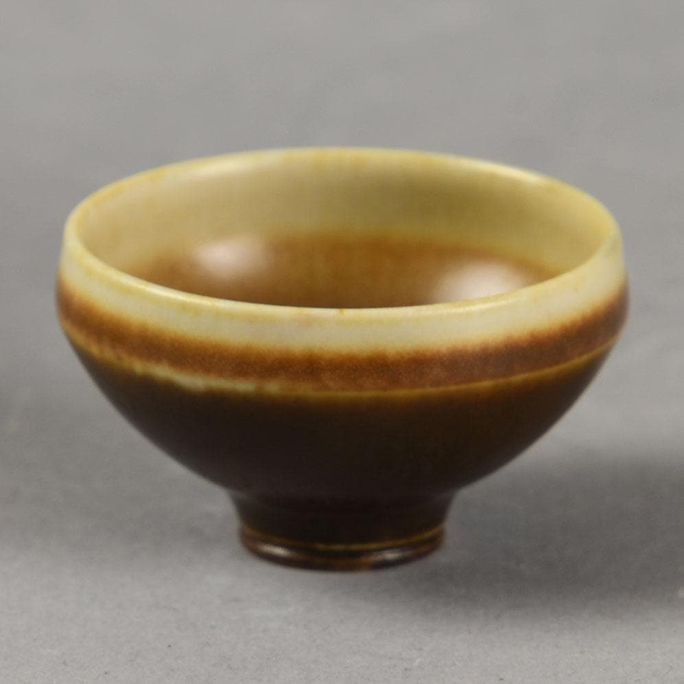 Berndt Friberg for Gustavsberg bowl with brown haresfur glaze E7113 - Freeforms