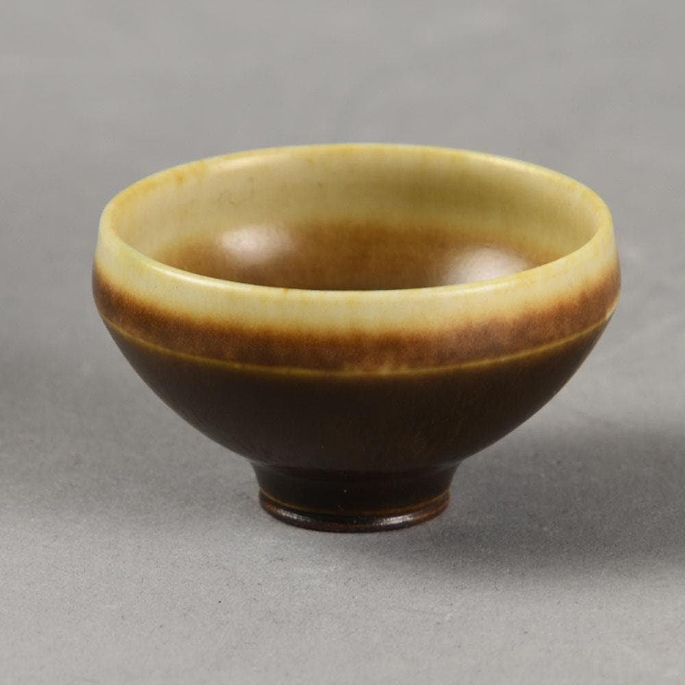 Berndt Friberg for Gustavsberg bowl with brown haresfur glaze E7113 - Freeforms