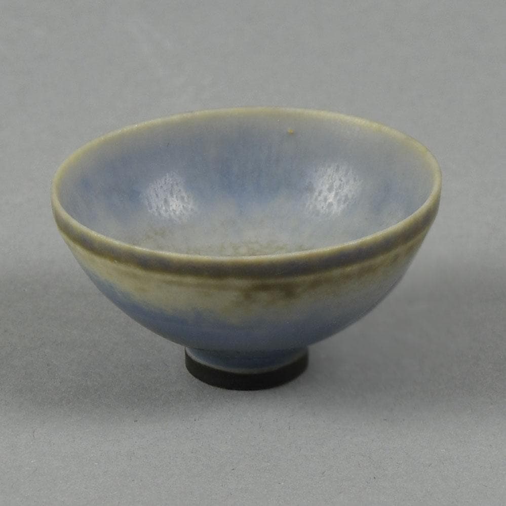 Berndt Friberg for Gustavsberg bowl with pale blue-gray haresfur glaze F8216 - Freeforms