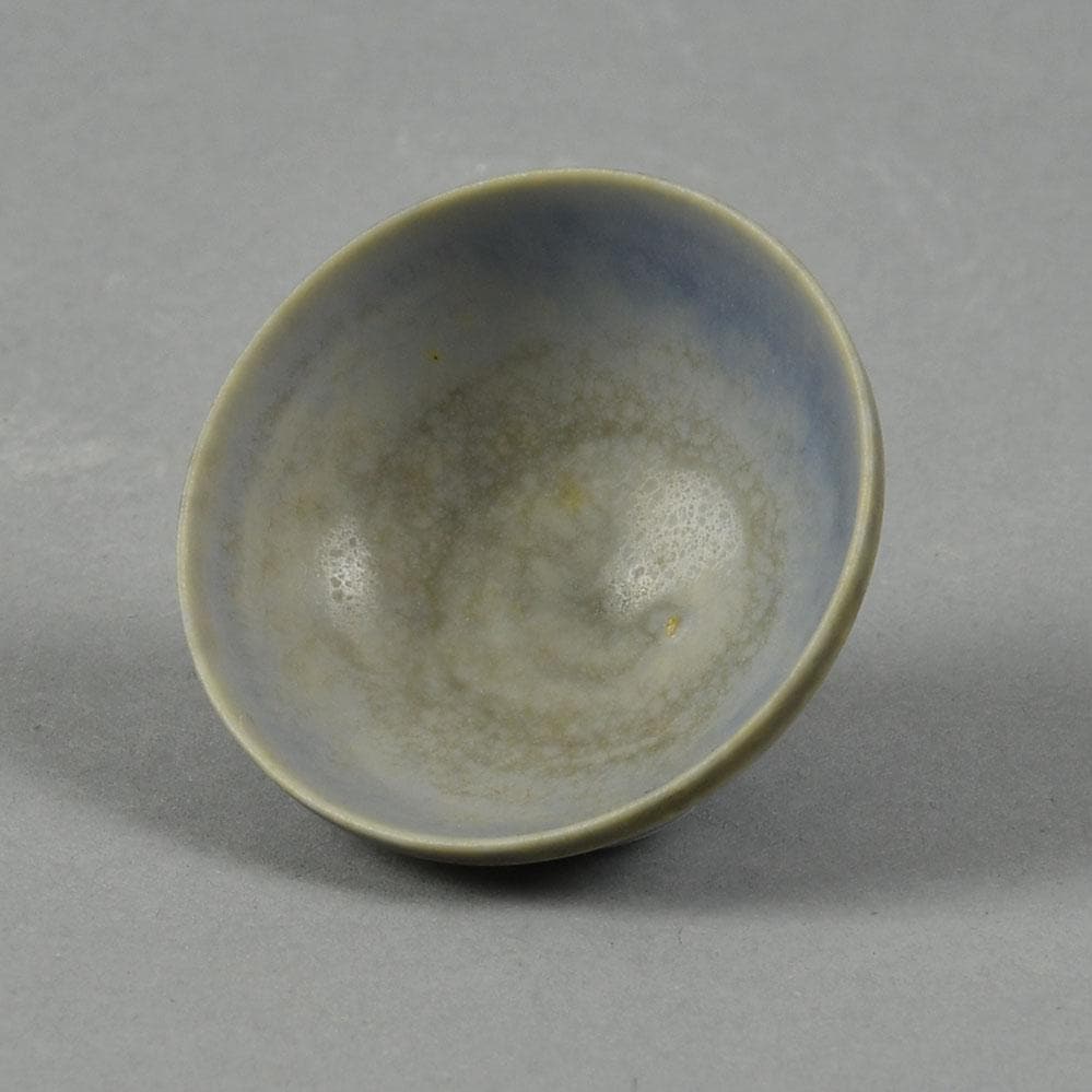 Berndt Friberg for Gustavsberg bowl with pale blue-gray haresfur glaze F8216 - Freeforms