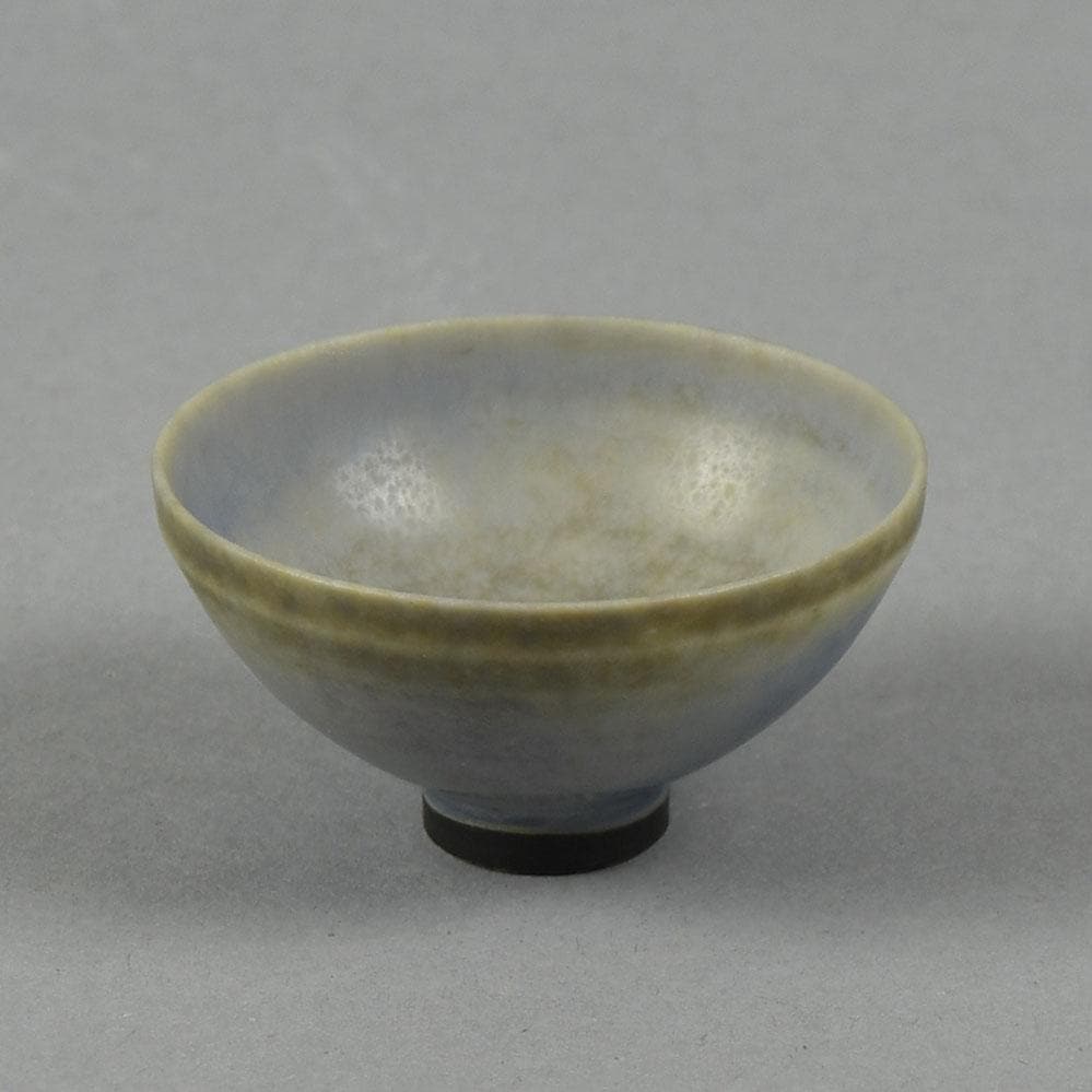 Berndt Friberg for Gustavsberg bowl with pale blue-gray haresfur glaze F8216 - Freeforms