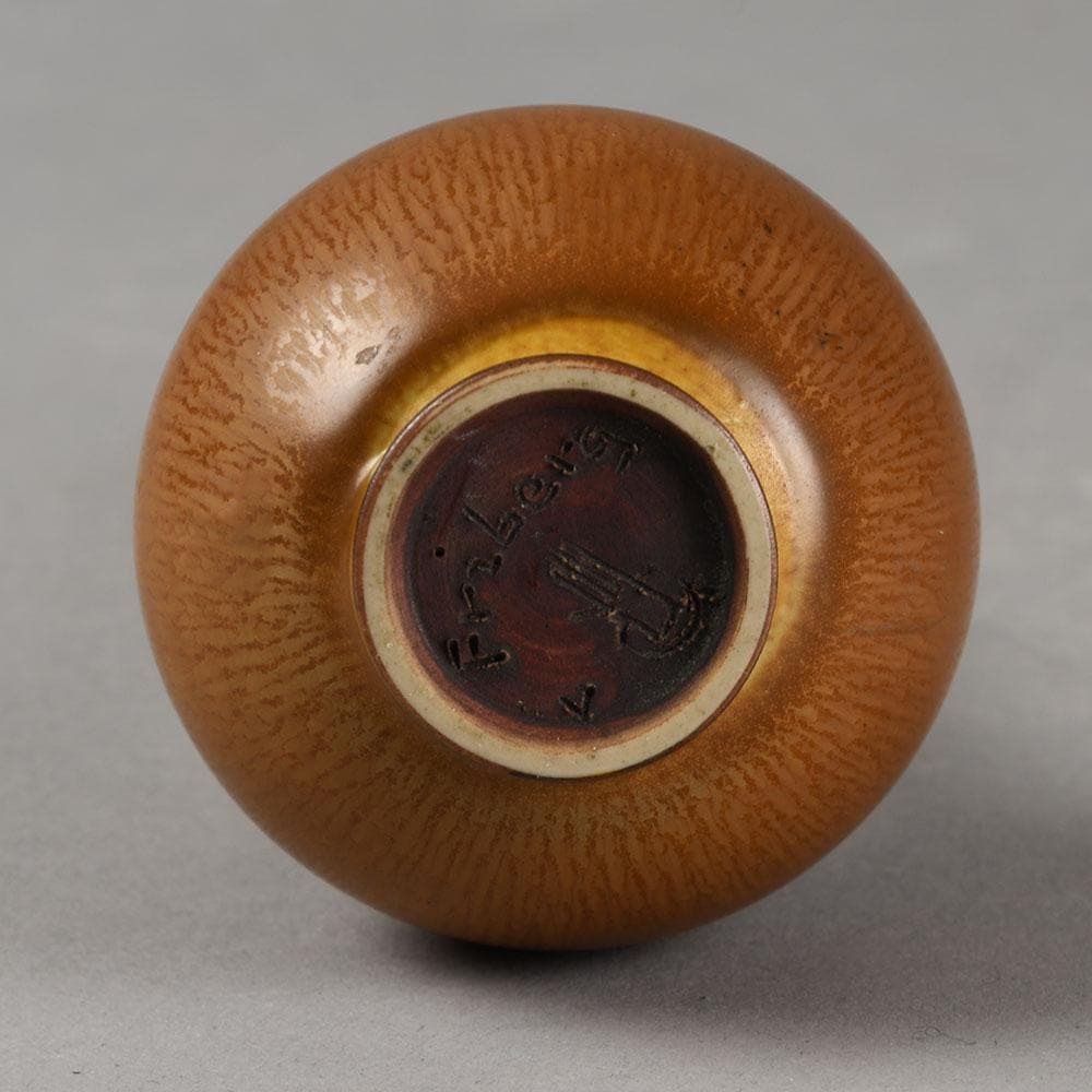 Berndt Friberg for Gustavsberg cabinet vase with burnt orange glaze E7035 - Freeforms