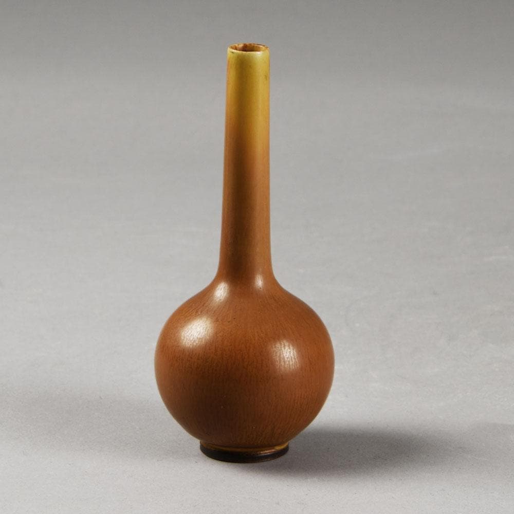 Berndt Friberg for Gustavsberg cabinet vase with burnt orange glaze E7035 - Freeforms