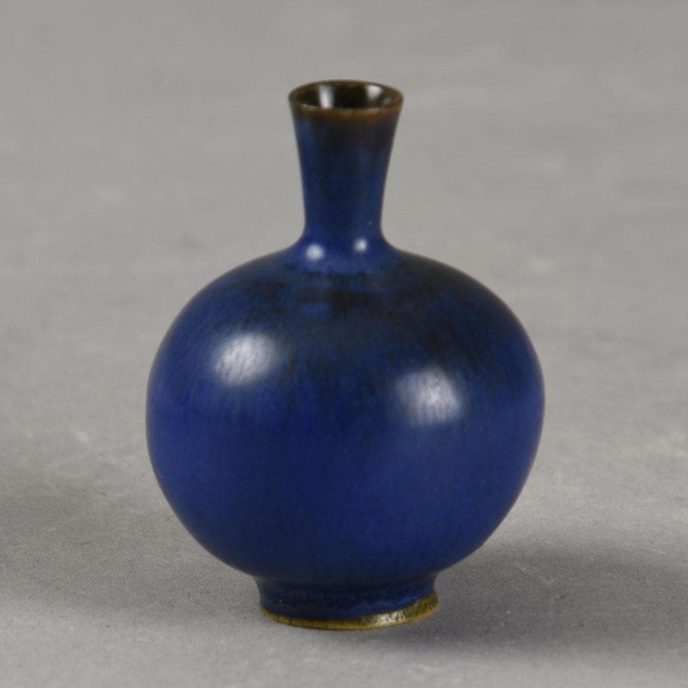 Berndt Friberg for Gustavsberg miniature vase with blue glaze E7386 - Freeforms