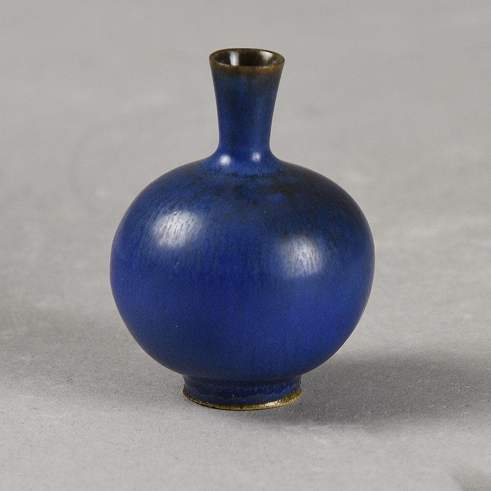 Berndt Friberg for Gustavsberg miniature vase with blue glaze E7386 - Freeforms