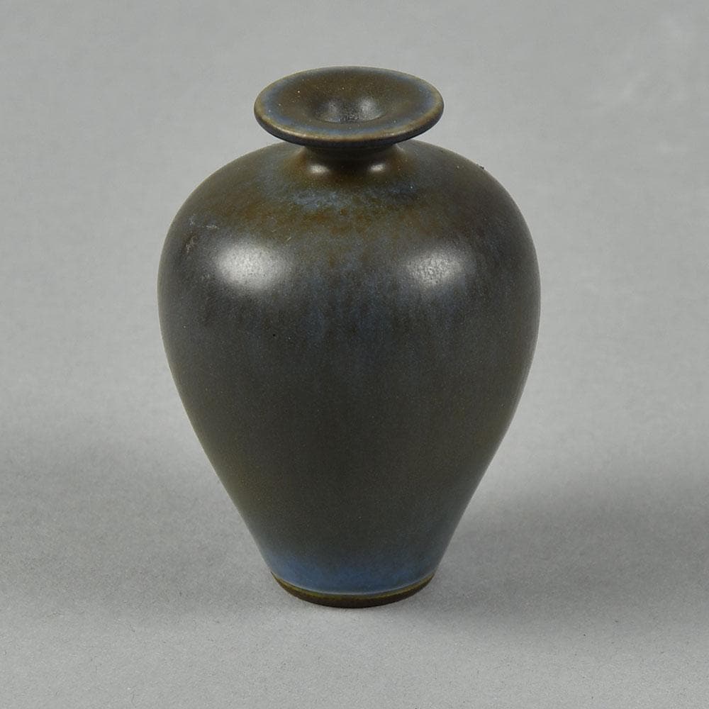 Berndt Friberg for Gustavsberg miniature vase with blue-gray haresfur glaze F8281 - Freeforms