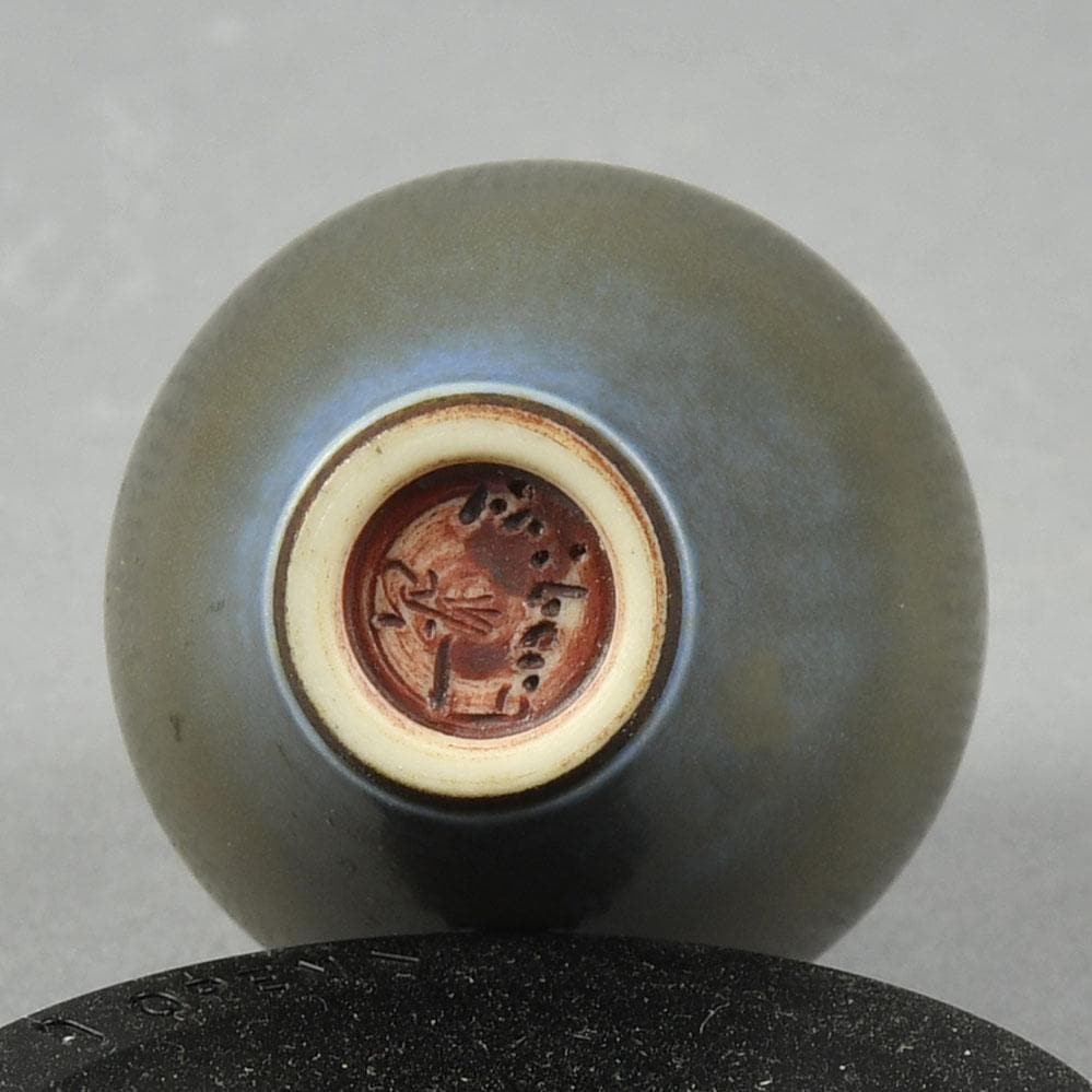 Berndt Friberg for Gustavsberg miniature vase with blue-gray haresfur glaze F8281 - Freeforms