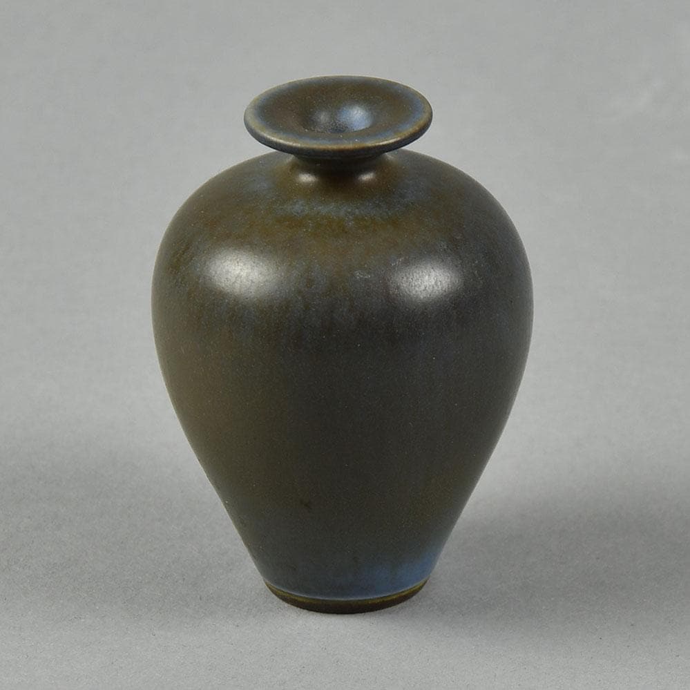 Berndt Friberg for Gustavsberg miniature vase with blue-gray haresfur glaze F8281 - Freeforms
