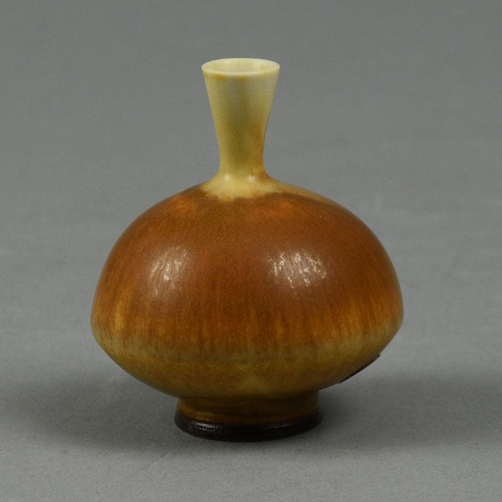 Berndt Friberg for Gustavsberg, miniature vase with brown haresfur glaze F8152 - Freeforms