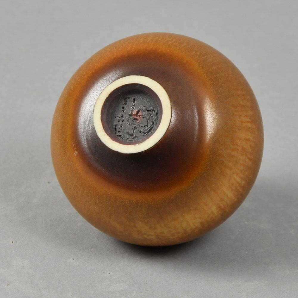 Berndt Friberg for Gustavsberg miniature vase with brown haresfur glaze F8155 - Freeforms