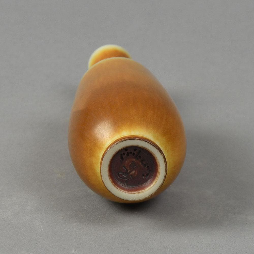Berndt Friberg for Gustavsberg miniature vase with brown haresfur glaze F8256 - Freeforms