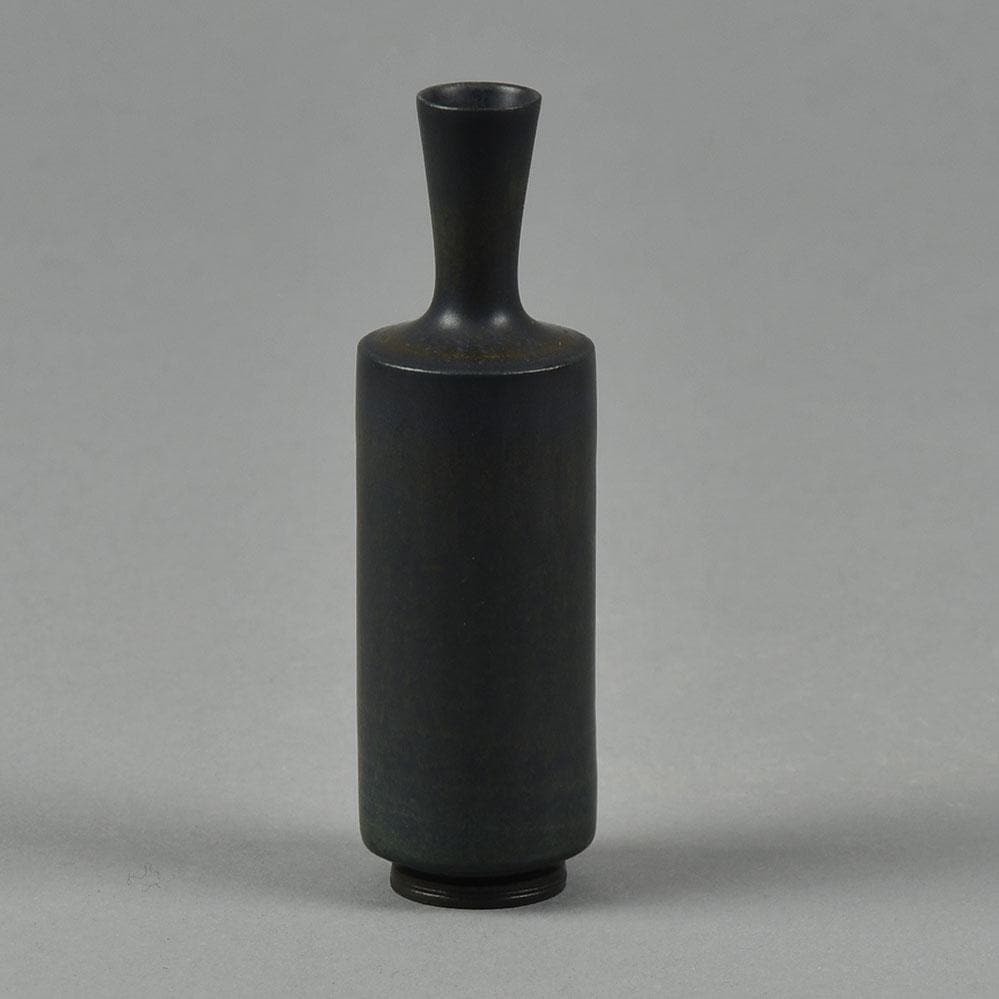 Berndt Friberg for Gustavsberg miniature vase with dark blue haresfur glaze F8204 - Freeforms