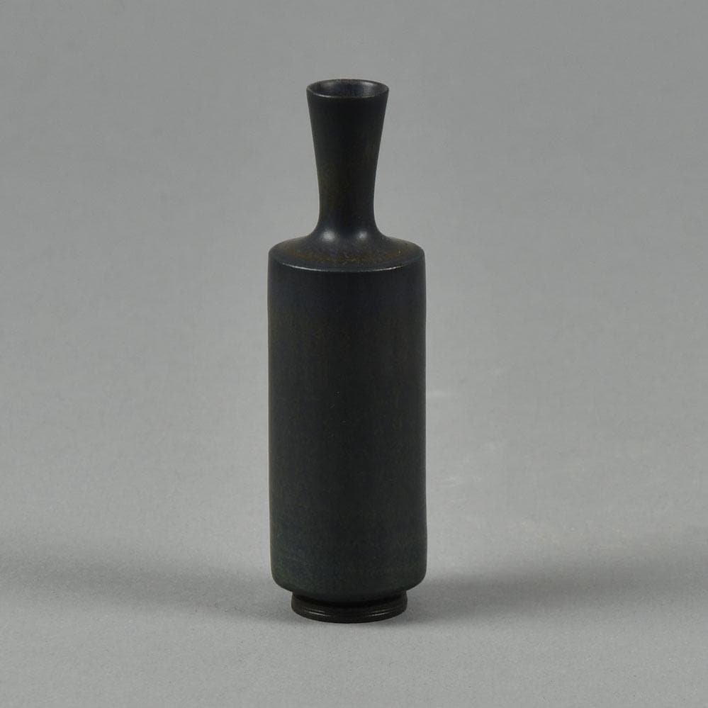 Berndt Friberg for Gustavsberg miniature vase with dark blue haresfur glaze F8204 - Freeforms