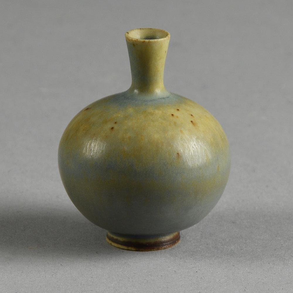 Berndt Friberg for Gustavsberg miniature vase with gray haresfur glaze E7408 - Freeforms