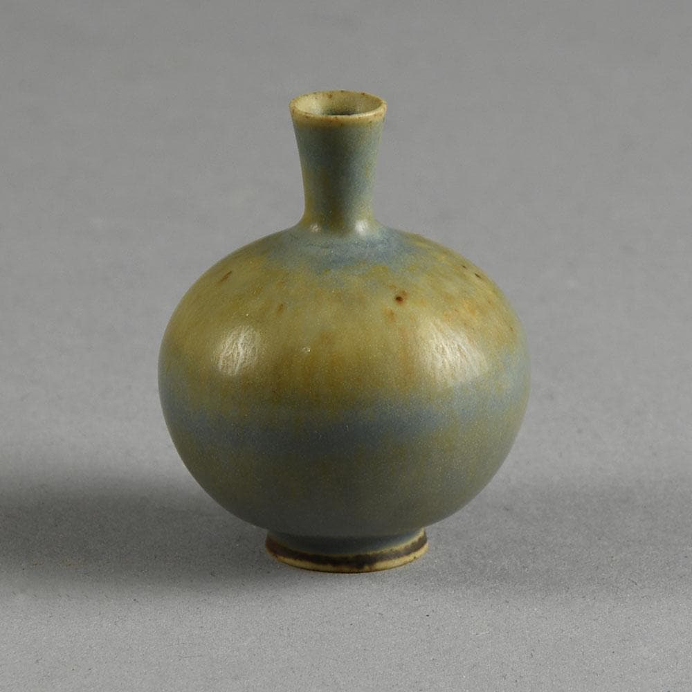 Berndt Friberg for Gustavsberg miniature vase with gray haresfur glaze E7408 - Freeforms