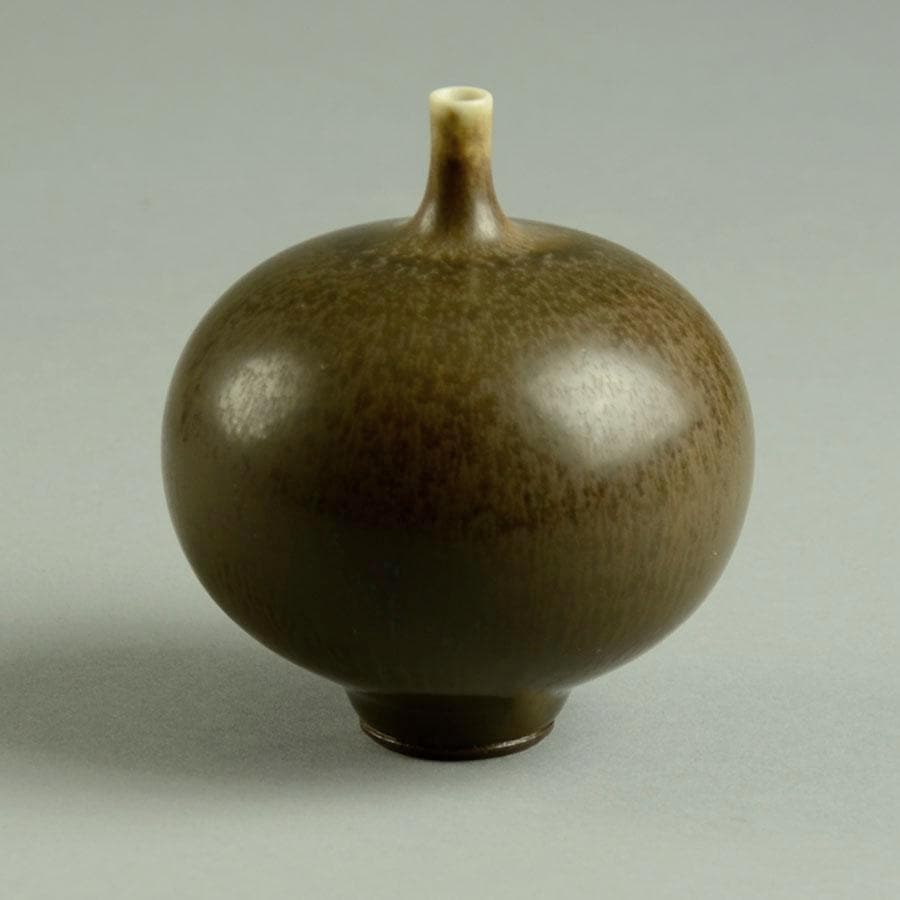 Berndt Friberg for Gustavsberg, round vase with brown haresfur glaze D6334 - Freeforms