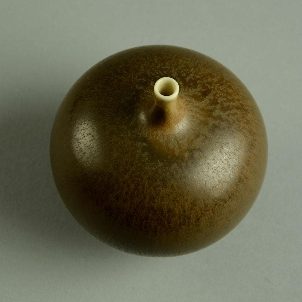 Berndt Friberg for Gustavsberg, round vase with brown haresfur glaze D6334 - Freeforms