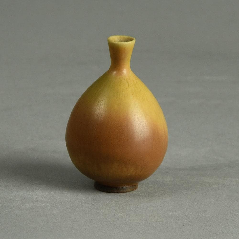 Berndt Friberg for Gustavsberg vase with brown haresfur glaze E7187 - Freeforms