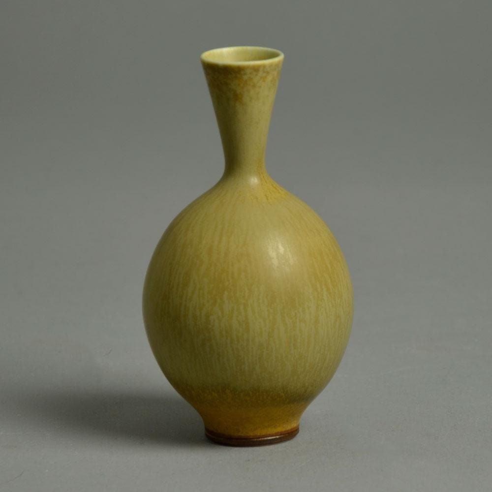 Berndt Friberg for Gustavsberg vase with pale brown haresfur glaze F8236 - Freeforms