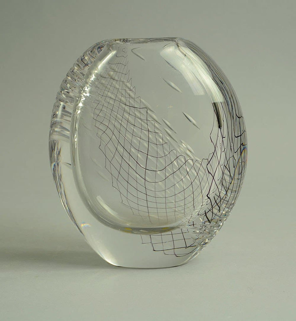 "Black Net" glass vase by Vicke Lindstrand for Kosta N5501 - Freeforms