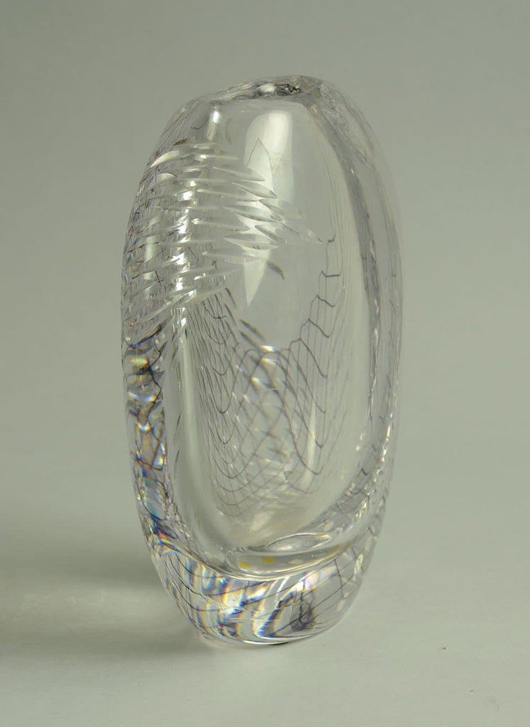 "Black Net" glass vase by Vicke Lindstrand for Kosta N5501 - Freeforms