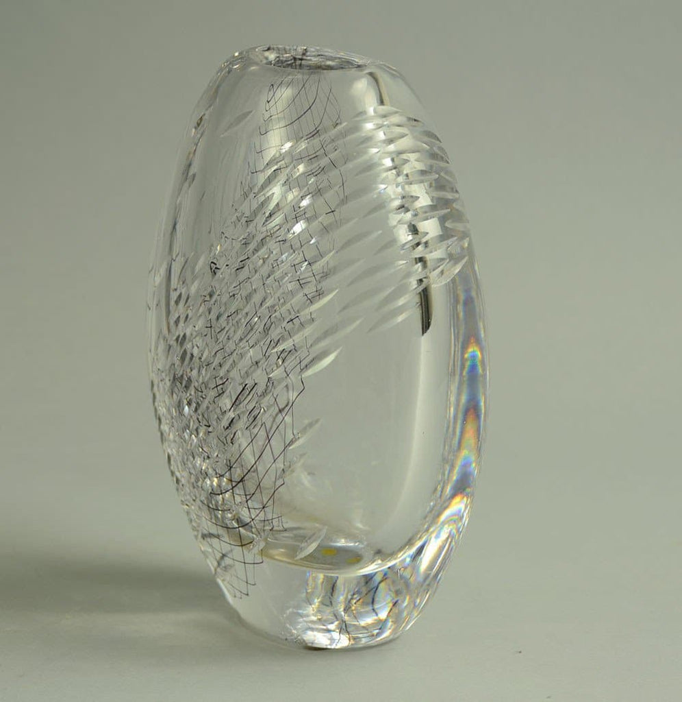 "Black Net" glass vase by Vicke Lindstrand for Kosta N5501 - Freeforms