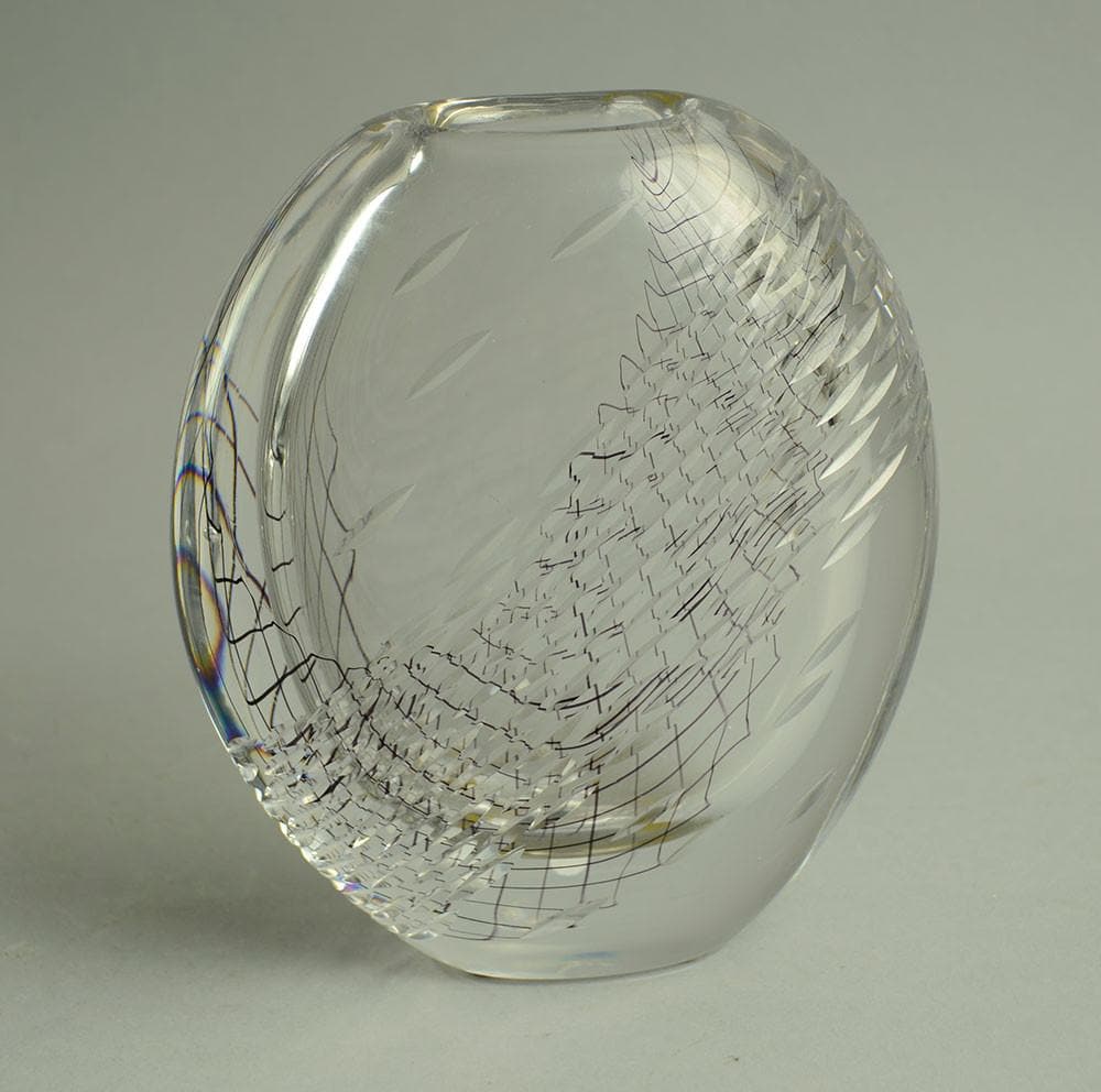 "Black Net" glass vase by Vicke Lindstrand for Kosta N5501 - Freeforms