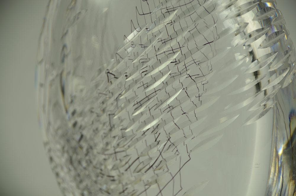 "Black Net" glass vase by Vicke Lindstrand for Kosta N5501 - Freeforms