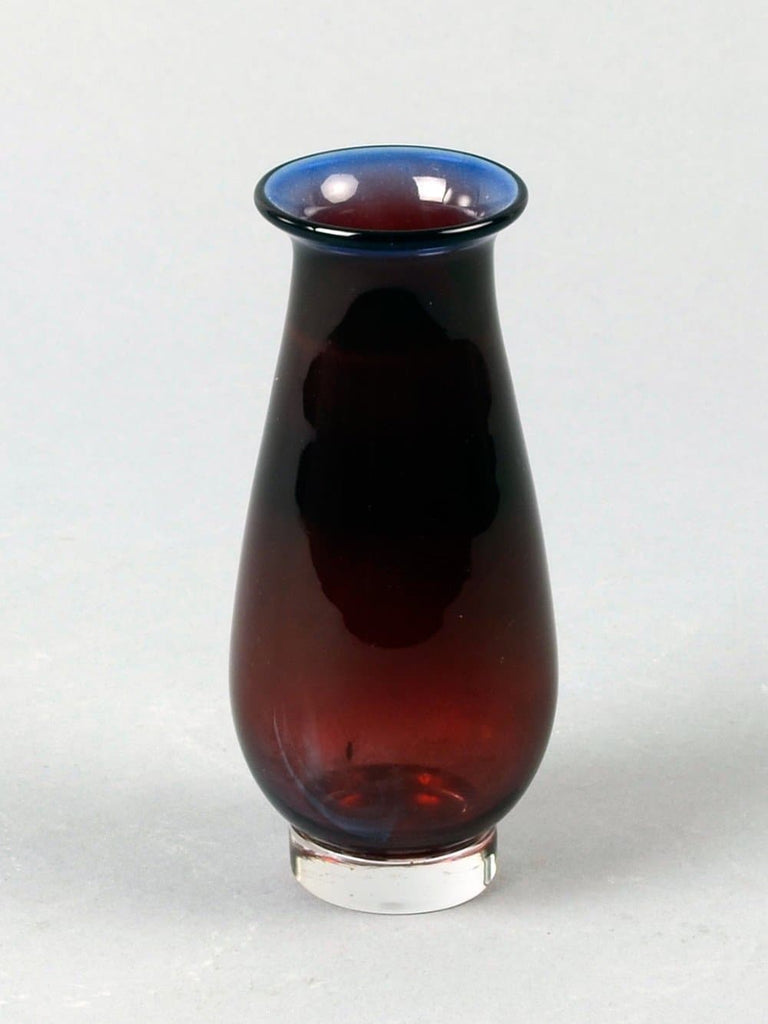 Blue and red glass vase by Nils Landberg for Orrefors N9326 - Freeforms
