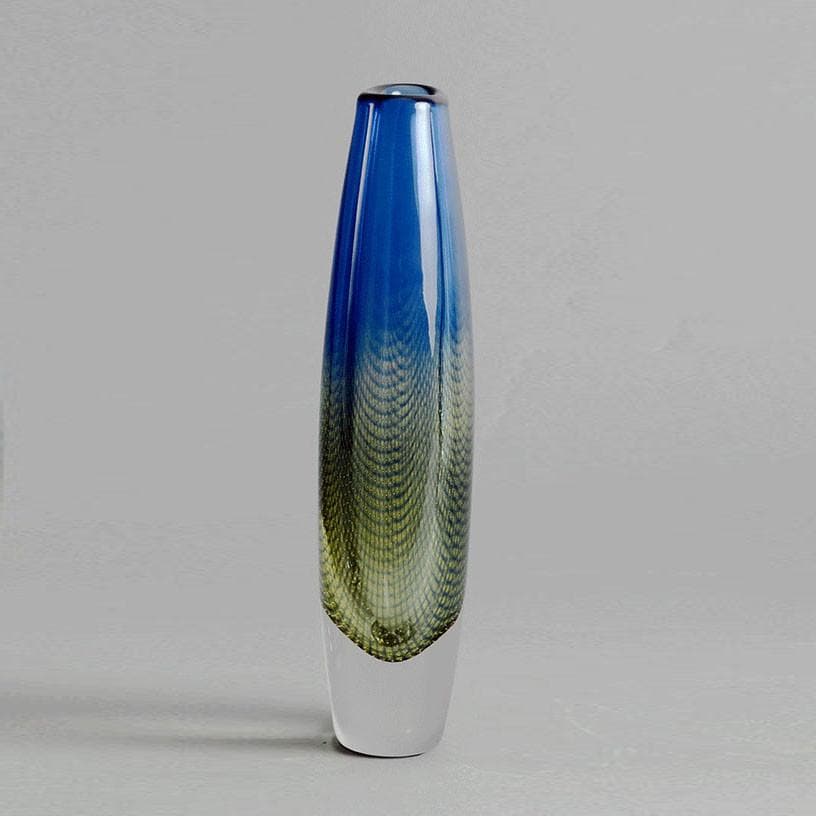 Blue glass "Kraka" vase by Sven Palmquist for Orrefors N5502 - Freeforms