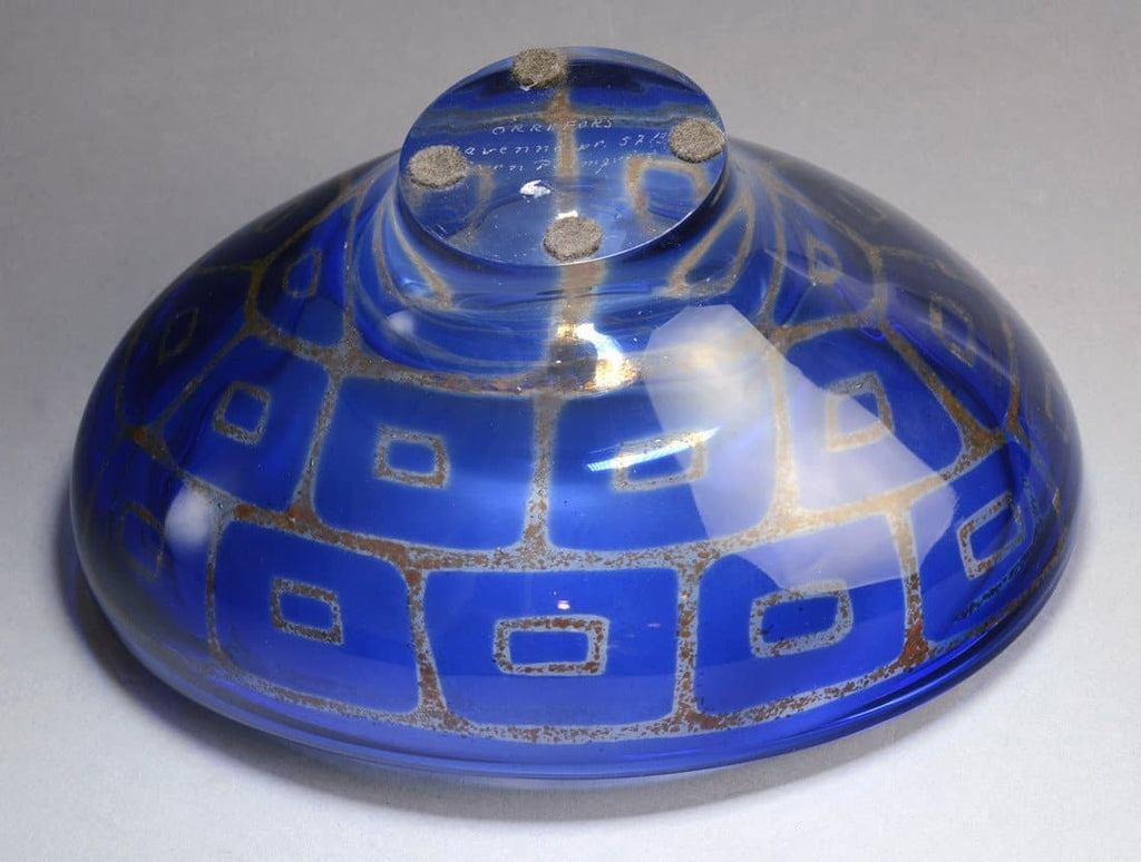 Blue glass "Ravenna" bowl by Sven Palmquist for Orrefors N1665 - Freeforms