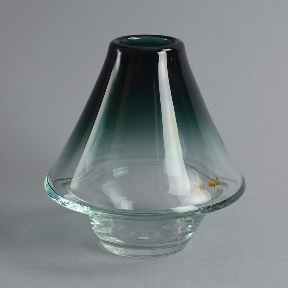 Blue-gray glass vase by Bengt Orup for Johansfors A1175 - Freeforms