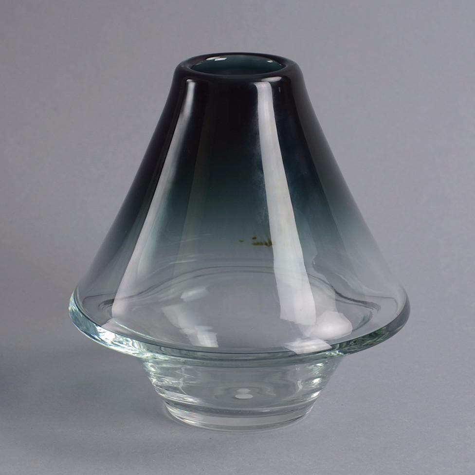 Blue-gray glass vase by Bengt Orup for Johansfors A1175 - Freeforms